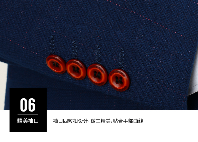 韩版修身男士蓝色三级套西装定制样衣(图20)